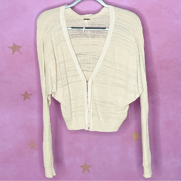 Free People NWT Cardigan Sweater Medium Sand $128 - Picture 2 of 9